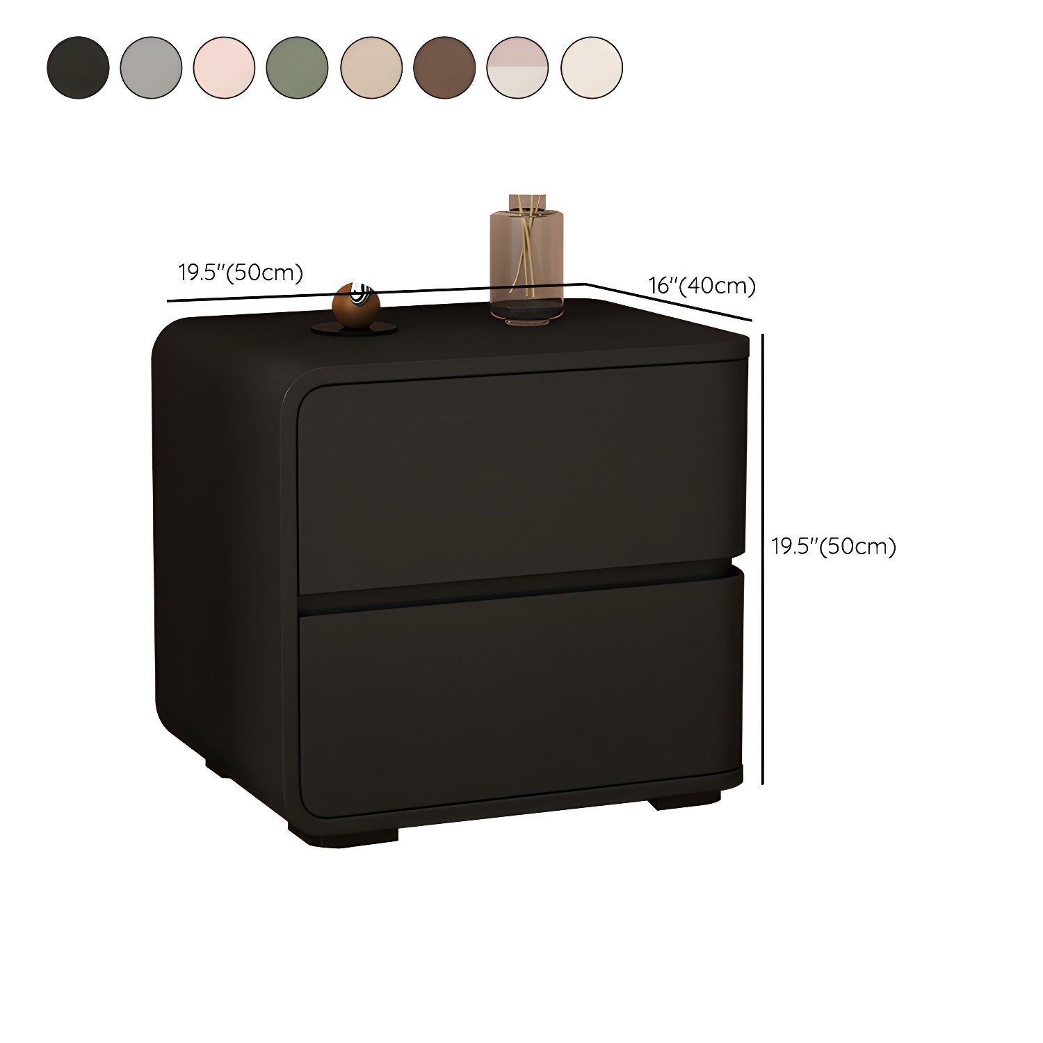 Contemporary Bed Nightstand Solid Wood Bedside Cabinet with 2 Drawers - image 24