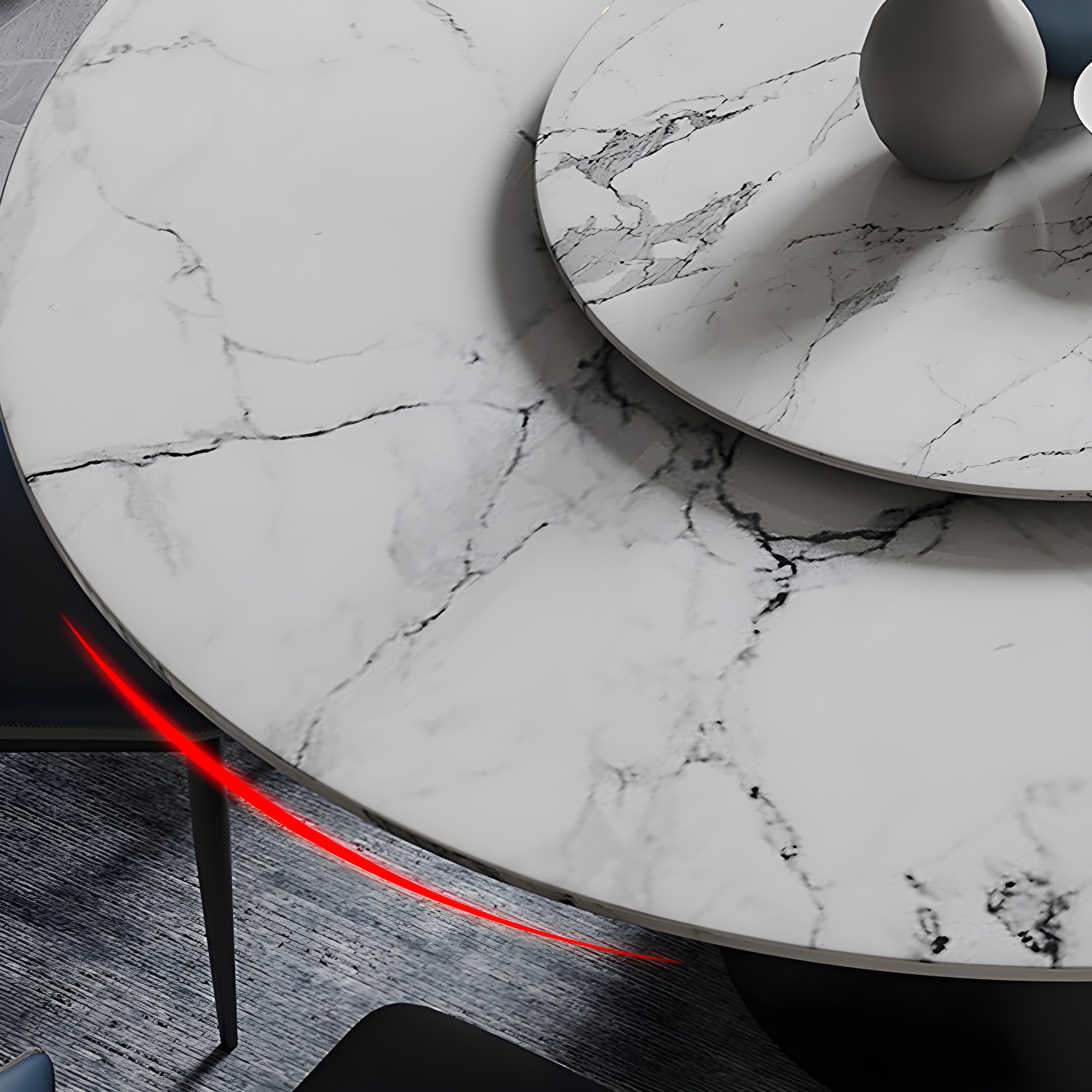 Contemporary Stone Round Dining Set 1/4/7/11 Pieces Turntable Dining Furniture for Home - image 7