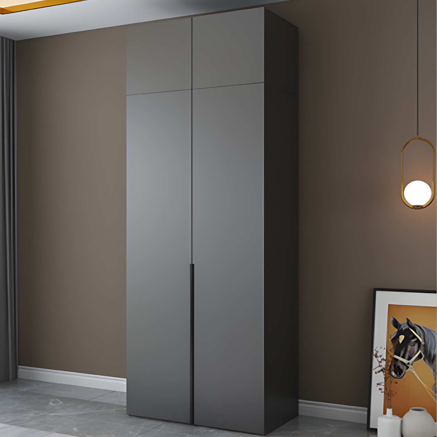 Black Wardrobe Armoire with Garment Rod Wood Wardrobe Closet - image 3