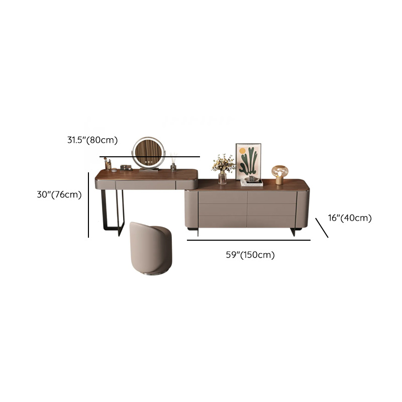Vanity Set in Tan with 7 Drawers, Scalable and Push-Pull Features - image 13