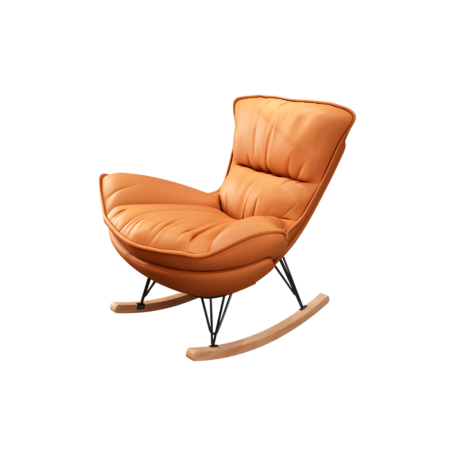 Modern Glider Chair Pure Color Metal Dark Legs Rocking Chair with Ottoman - image 14