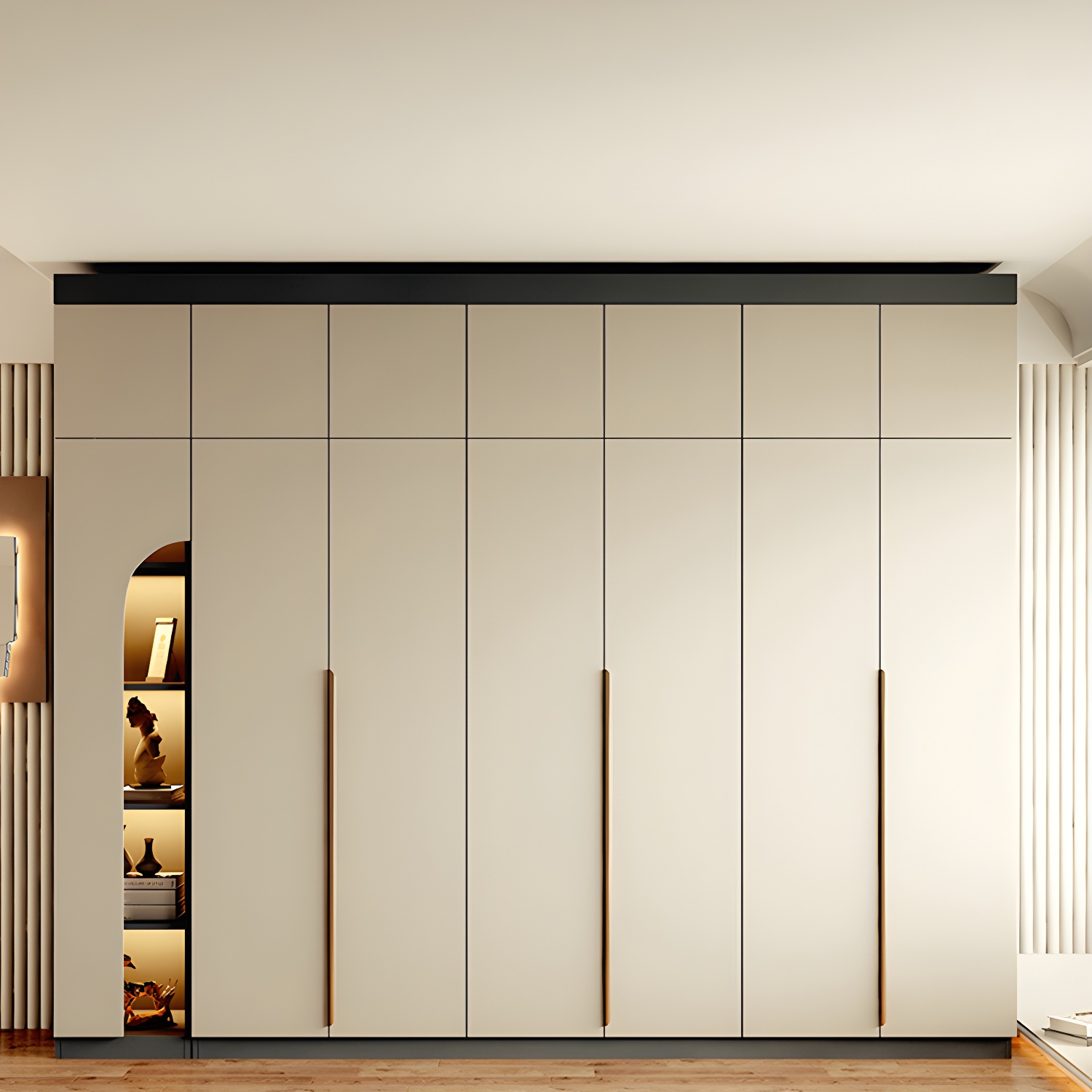 Modern Wardrobe Cabinet Engineered Wood with Garment Rod in White - image 3