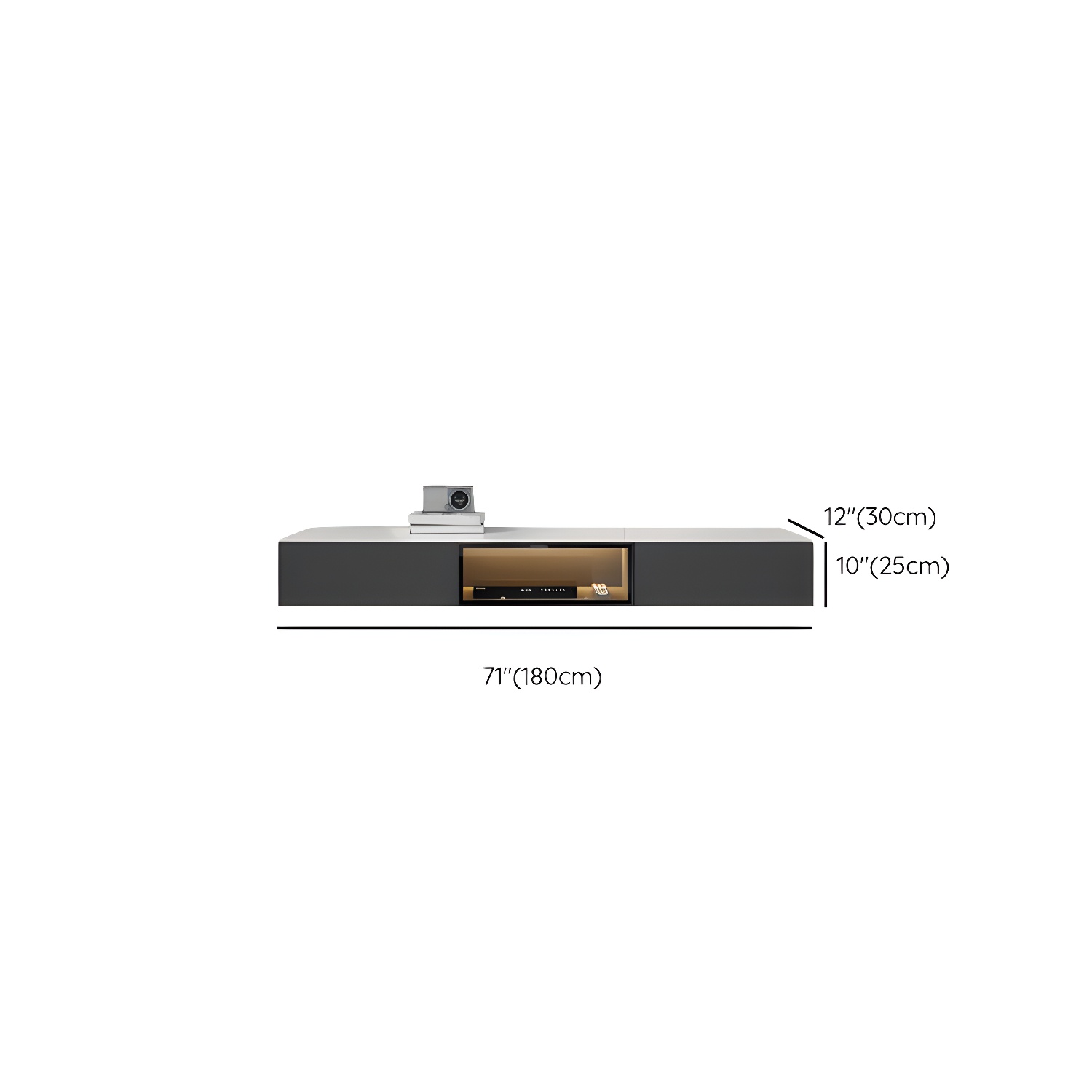 Modern Wall-mounted TV Media Stand Slate Top Wood Frame with Storage - image 12