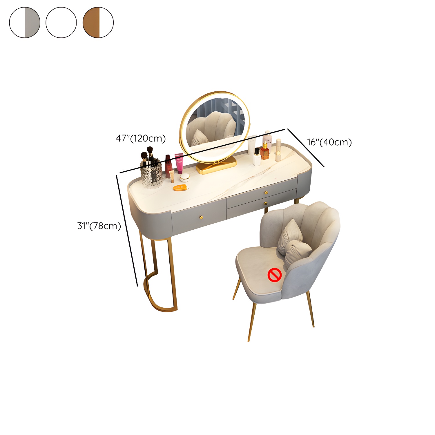 Glam Glass Vanity Dressing Table Bedroom Make-up Vanity with Drawer - image 21
