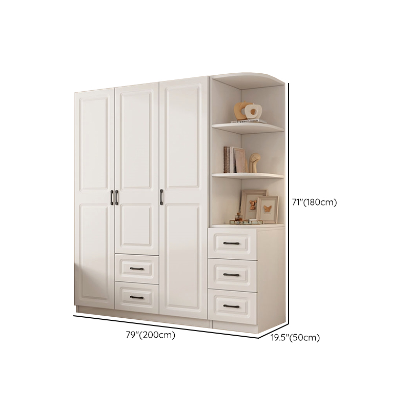 Casual Chalk Timber Wardrobe with Soft Close Drawer and Door, Interior Shelves, Hanging Rod - image 29