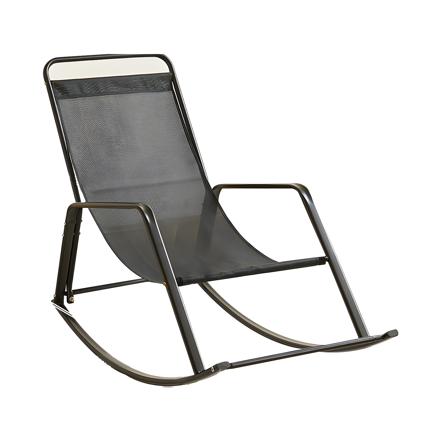 Stylish Modern Upholstered Rocking Chair with Black Metal Legs and Tufted Back