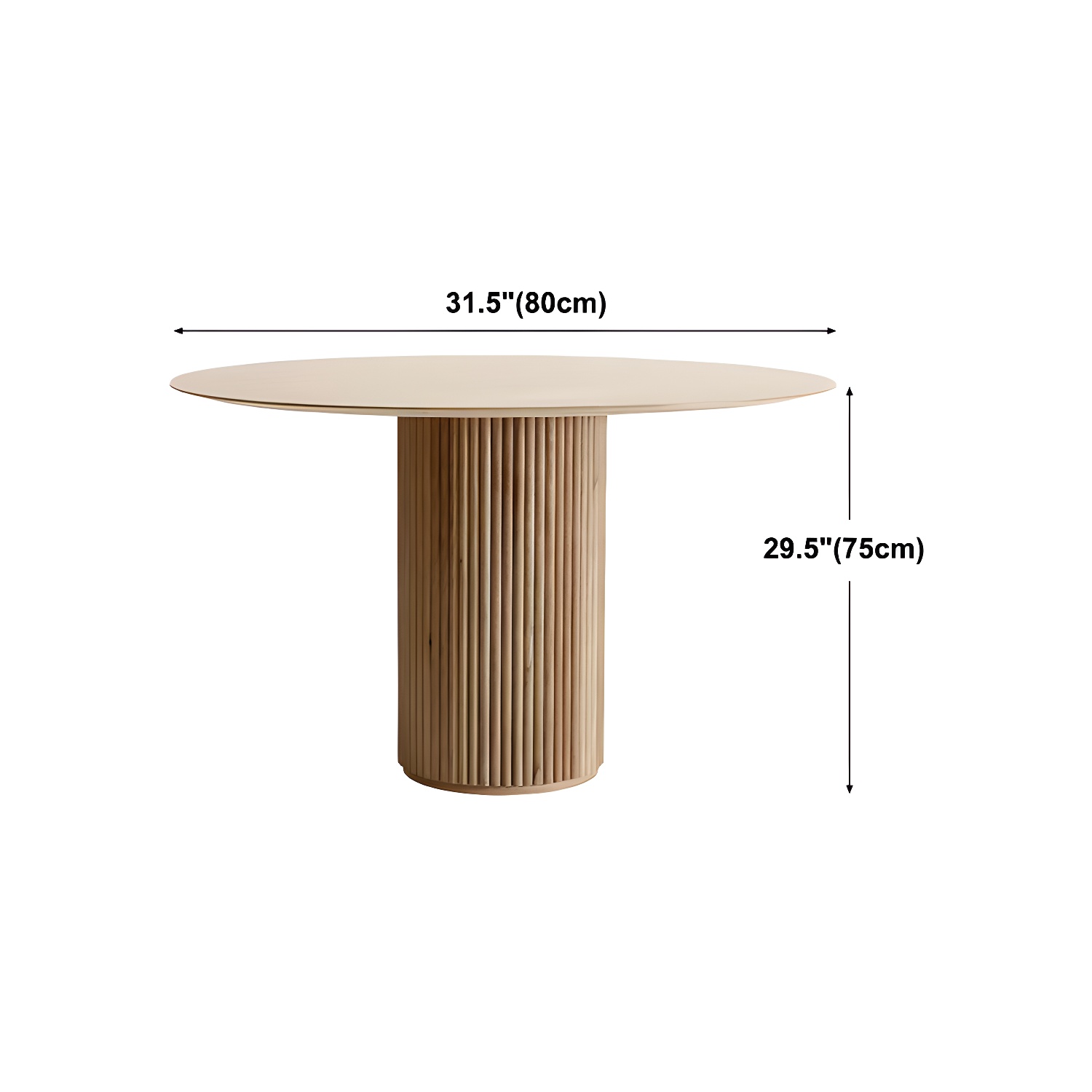 Modern Round Dining Table Pine Solid Wood Pedestal Dining Table in Natural - image 11