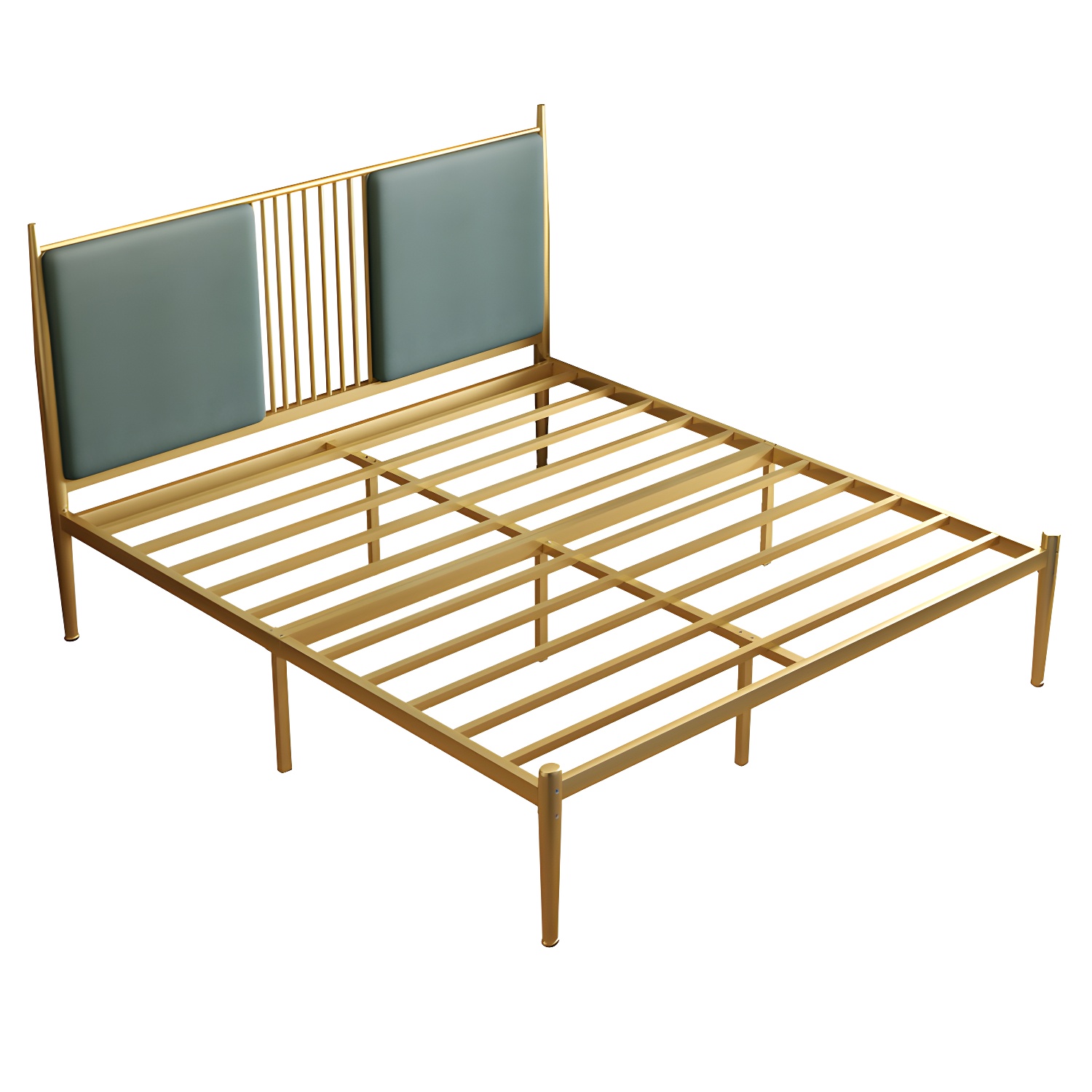 Golden Metal Bed Frame Set Glam 47.24" H Wire-Grid Open-Frame Bed with Headboard