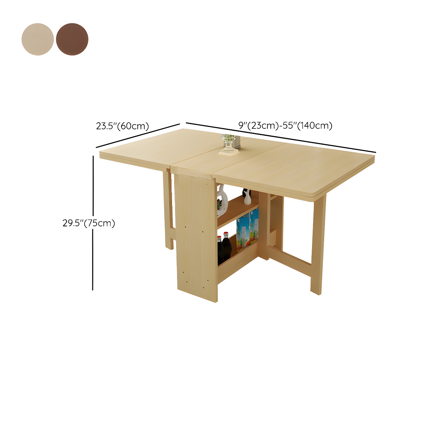 Modern Rectangular Wood Dining Table with Pedestal Base, Seats 4, Drop Leaf Design - image 16