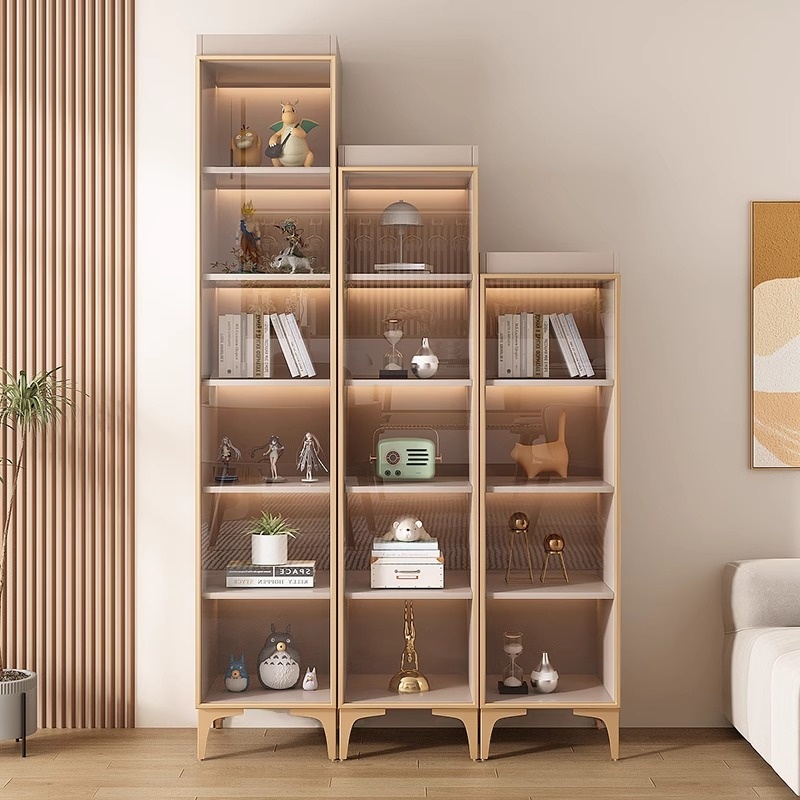 Simple Rectangular Standalone Accent Cabinet with Closet, Laminate Countertop, Glazed Door, and Sand Top - image 4