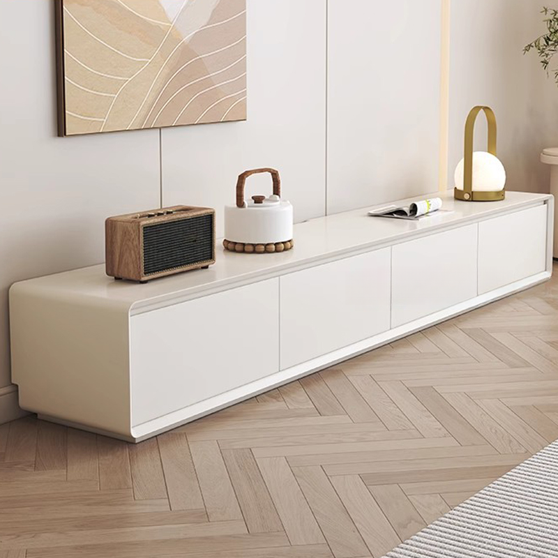 Simple White Lumber TV Stand with Cable Management & 3 Drawers/4 Drawers/6-Drawer
