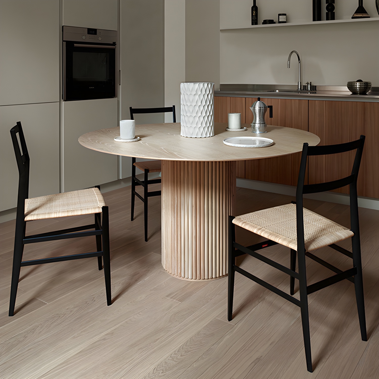 Round Shape Home Dining Table Modern Wooden Dining Room Table