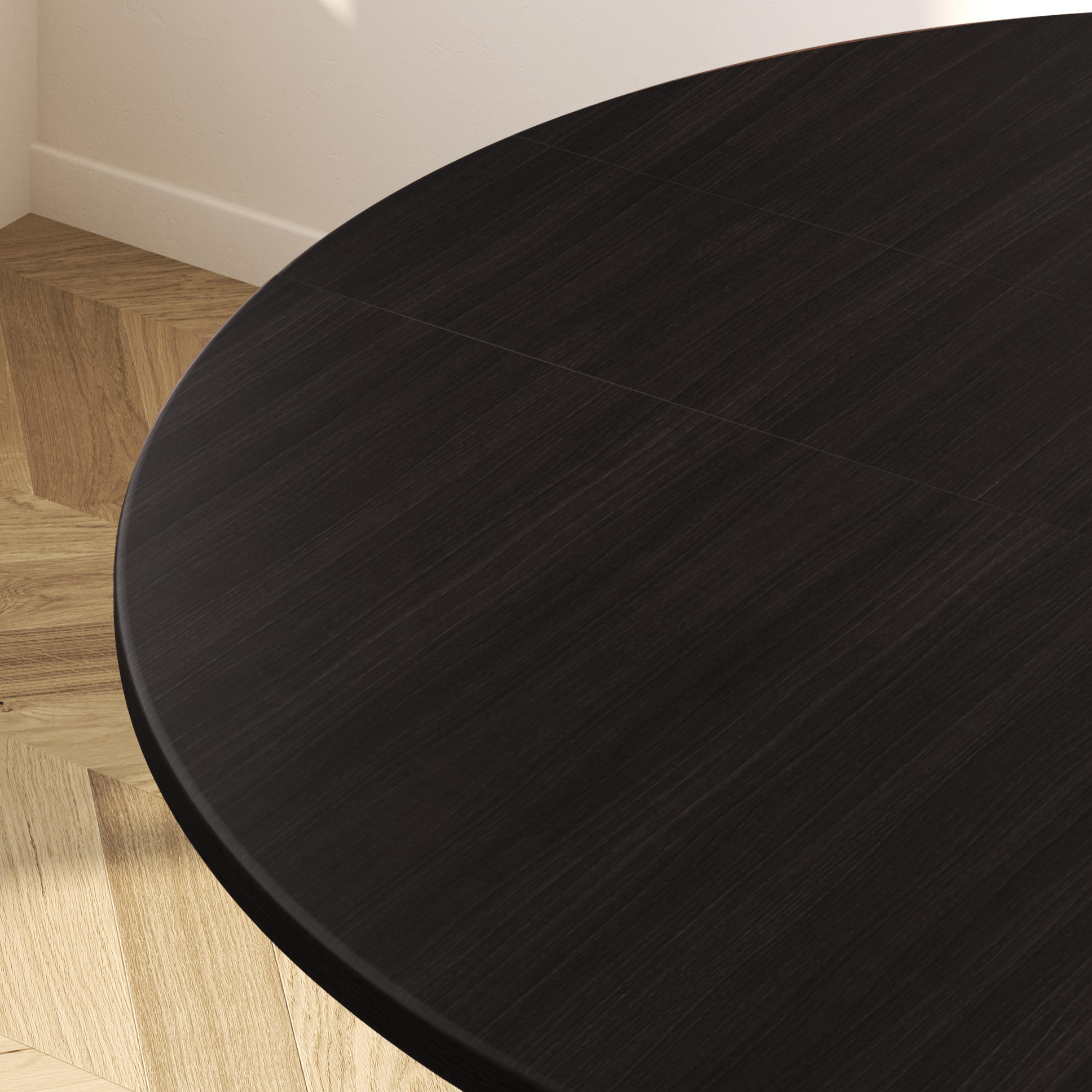 Contemporary Circular-shaped Dining Table with Timber Top in Brown, Extendable Feature - image 5