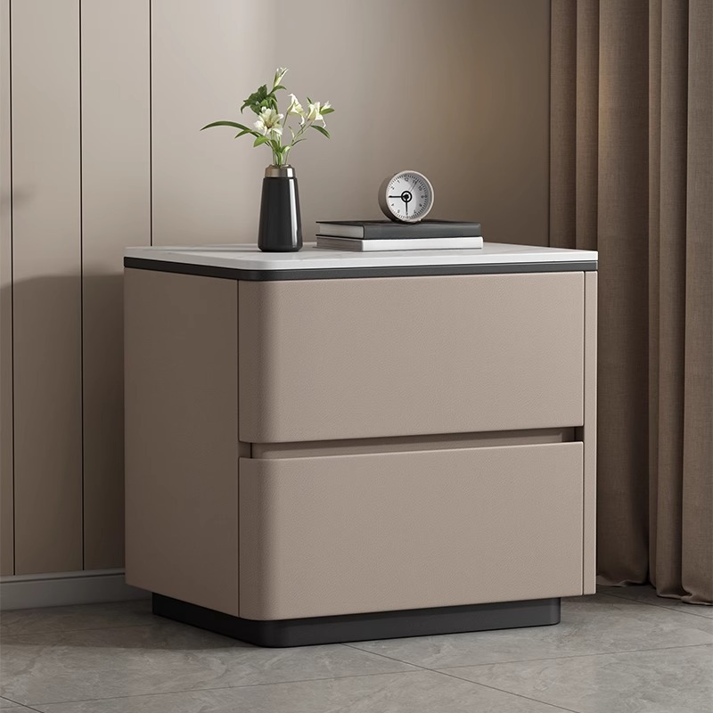 Organic Modern Nightstand With Drawer Organization, 2 Drawers, and Stone Countertop - image 6