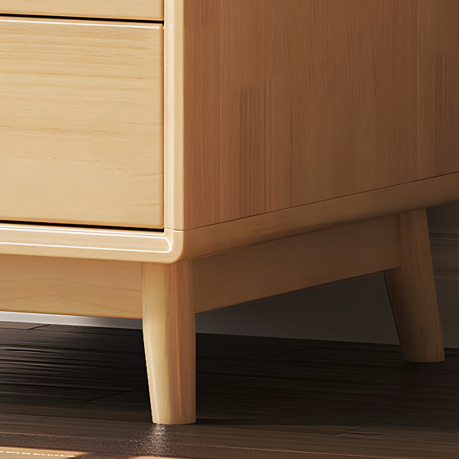 Scandinavian Natural Wood Wardrobe with Clothing Rod and Shelves for Bedroom - image 12