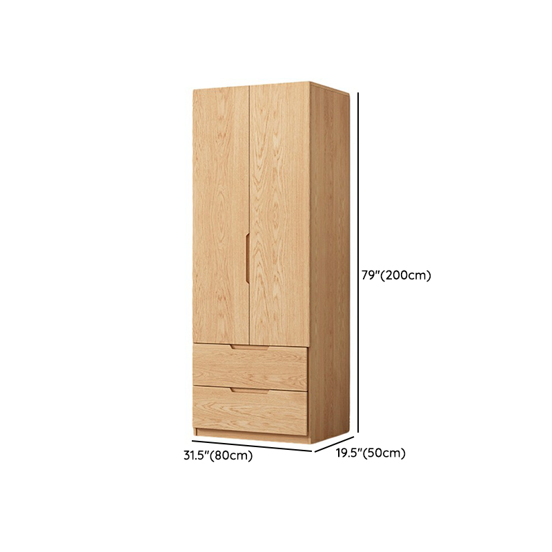 Stylish Natural Wood Wardrobe Armoire with Drawers and Silent Buffer Door Hinge - image 14