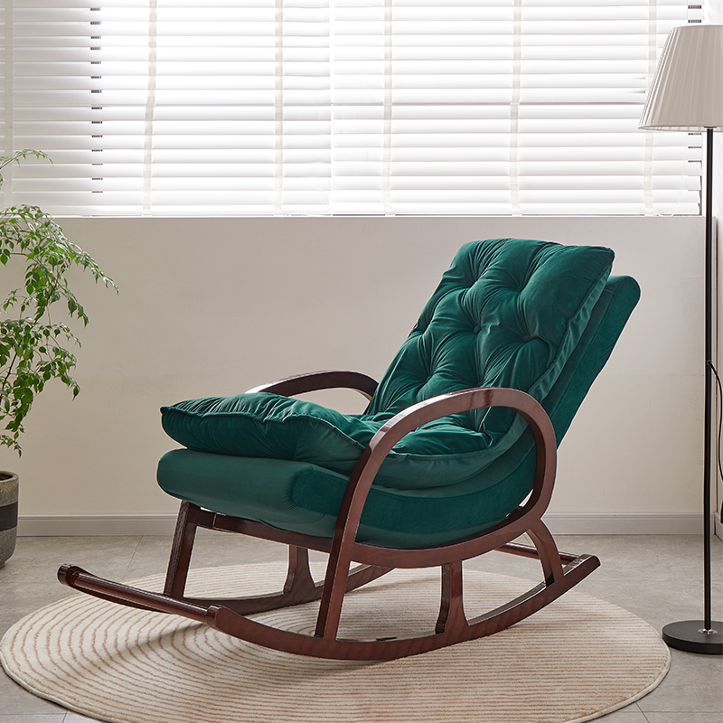 Grey/Blush/Light Green Modish Upholstered Rocking Accent Chair with Round Arm - image 4