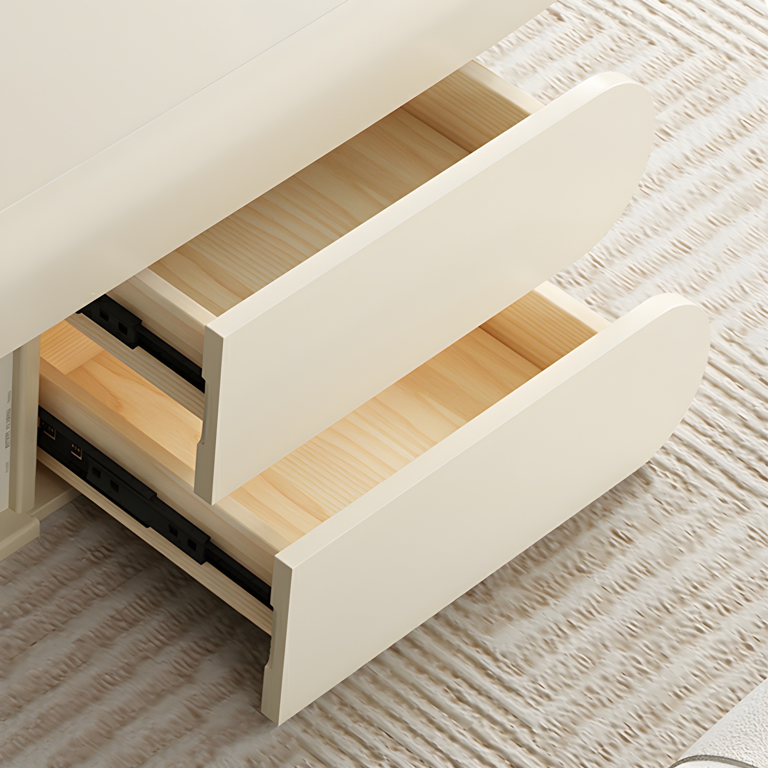 Modern Oval White Coffee Table with Storage, Shelves, and Drawers - image 7