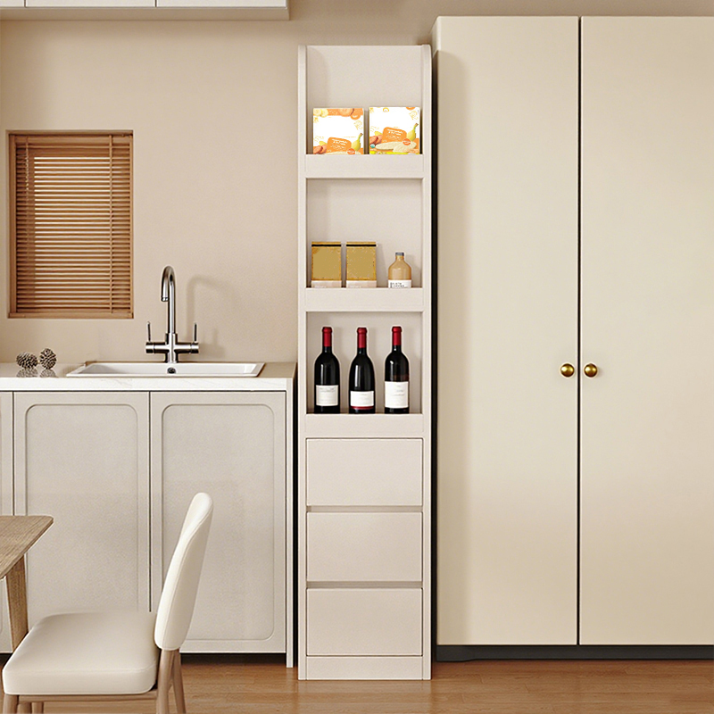 Modern Simple Style Rectangular Detached Decorative Cabinet with 3 Exterior Shelves, Composite Wood Countertop in Chalk, and Soft Close Drawer - image 3