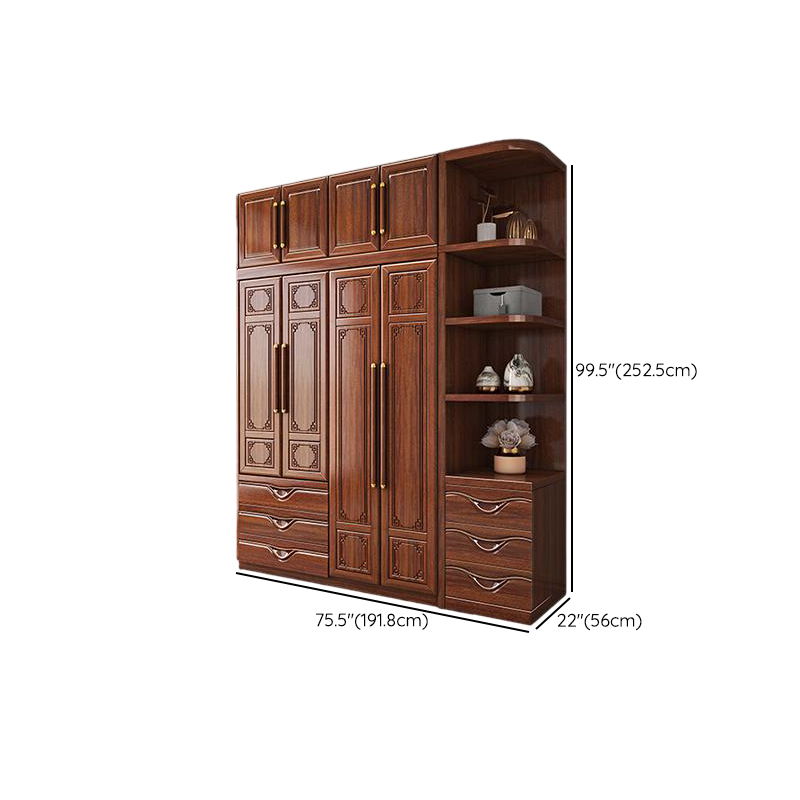 Sepia Modish Wooden Armoire Cabinet with Soft Close Drawer, Soft Close Door, Interior Shelves, and Clothing Rod - image 7