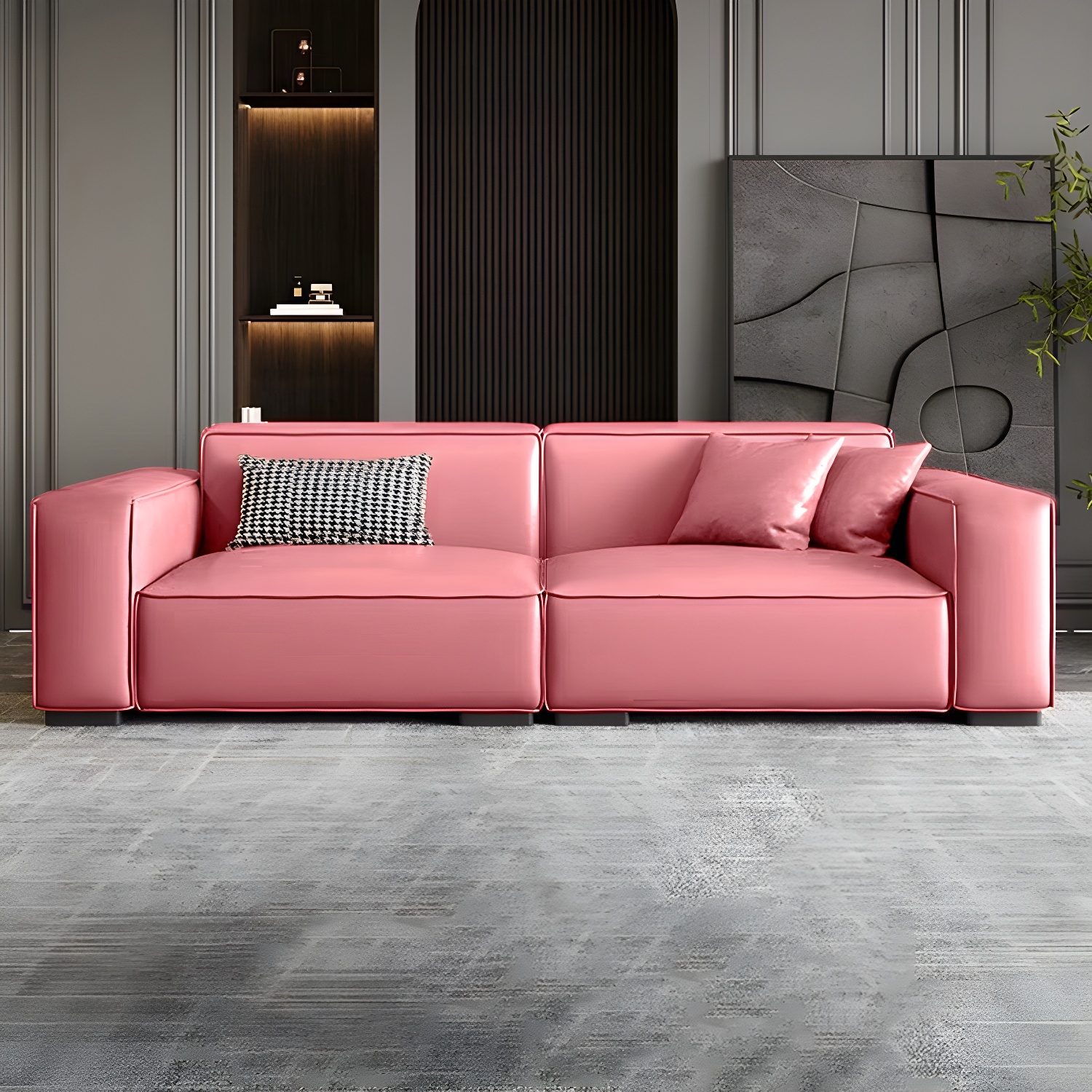 Extra Long Modern Wood Sofa with Stain Resistant Fabric and Seat for 5 People - image 13