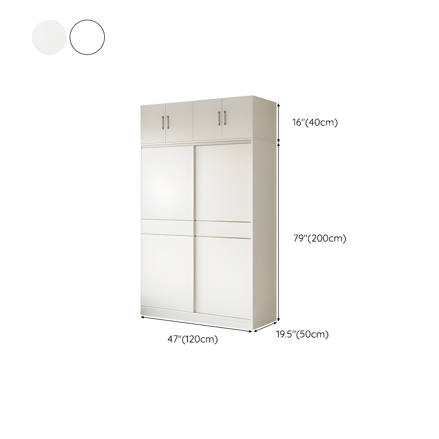 Fashionable Sliding Door Storage Wood Wardrobe with Metal Clothing Rod and Shelves in White Color - image 19