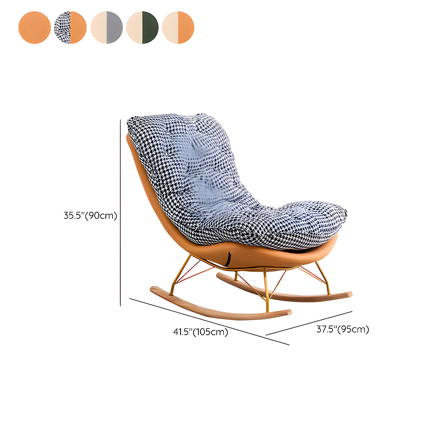 Modern Tufted Upholstered Rocking Chair with Natural Wood Legs - image 22