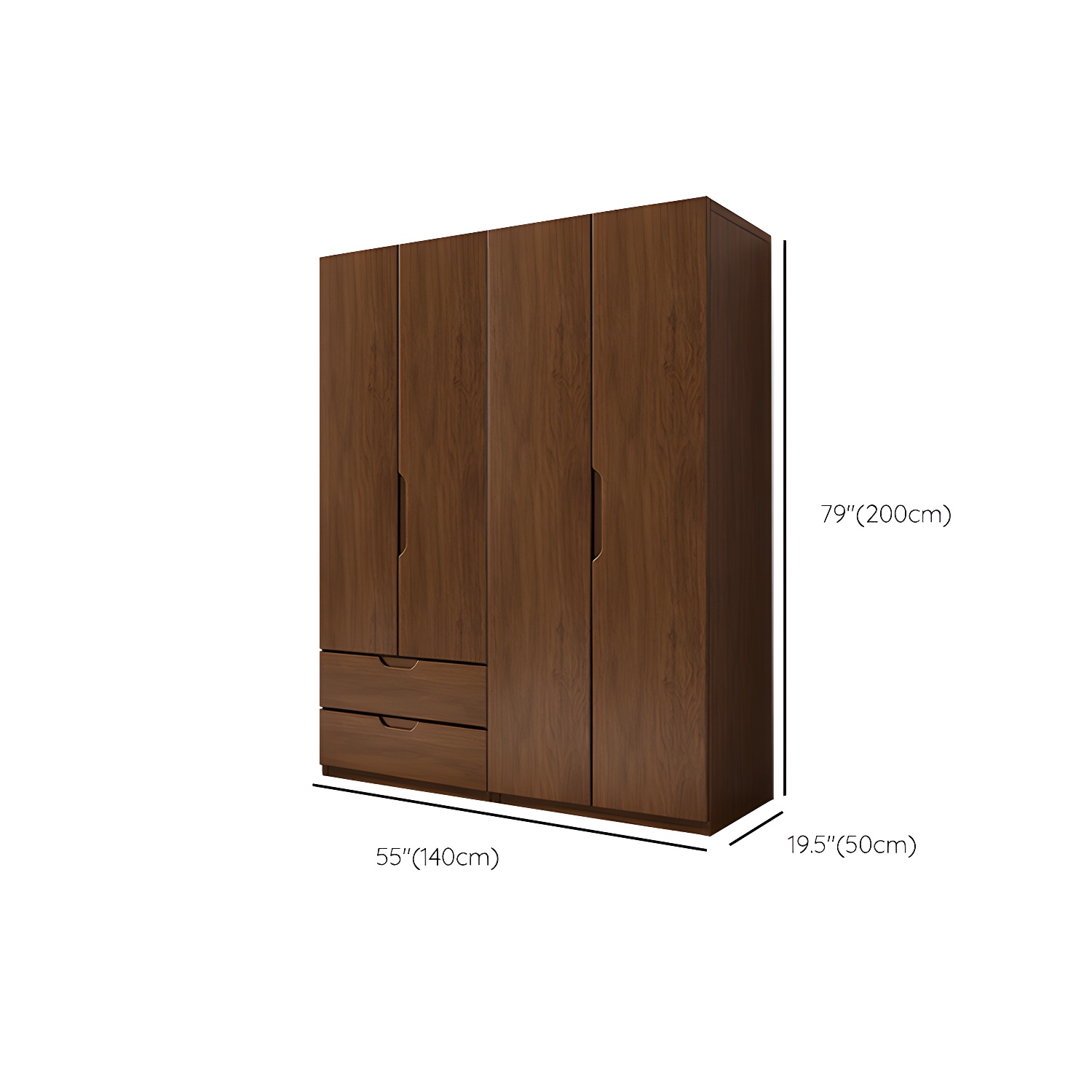 Contemporary Oak Solid Wood Wardrobe Freestanding Multifunctional Wardrobe - image 15