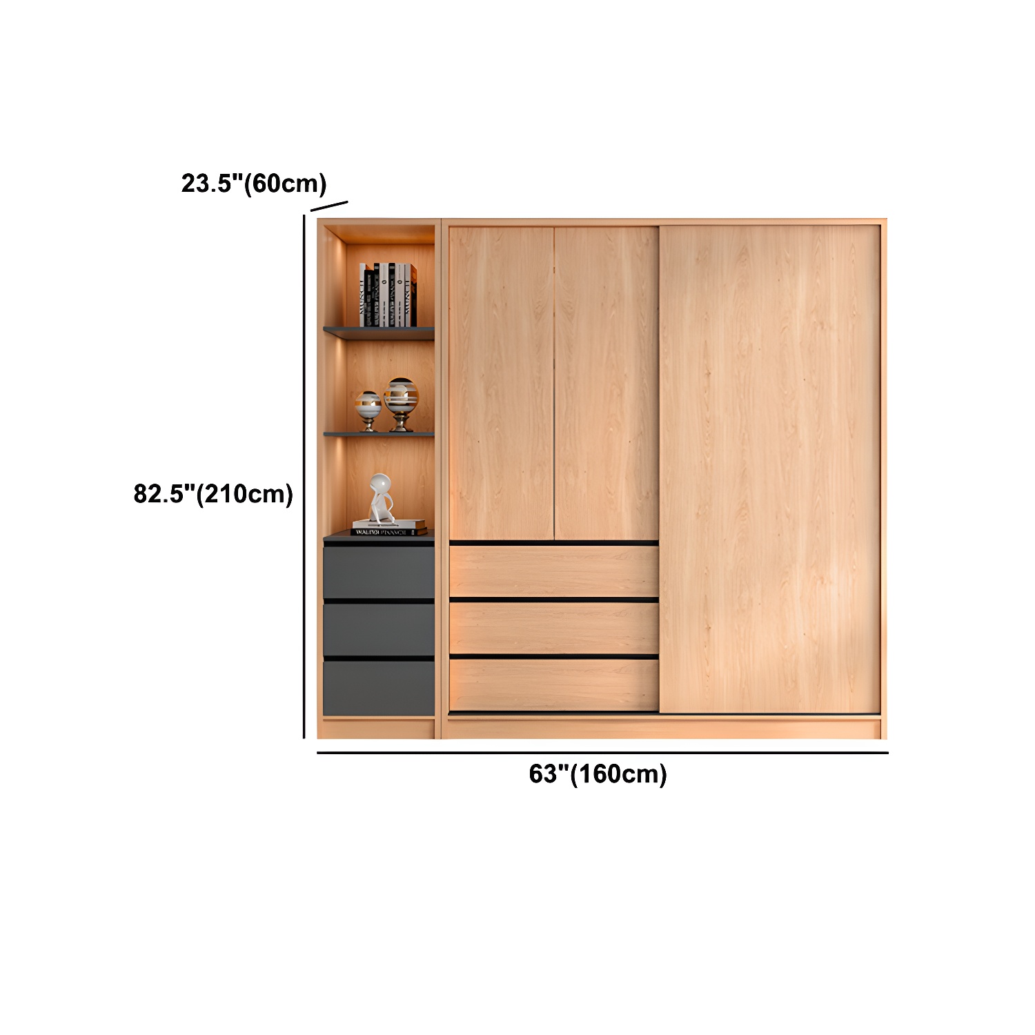 Engineered Wood Wardrobe Armoire with Drawer Contemporary Wardrobe Closet - image 13