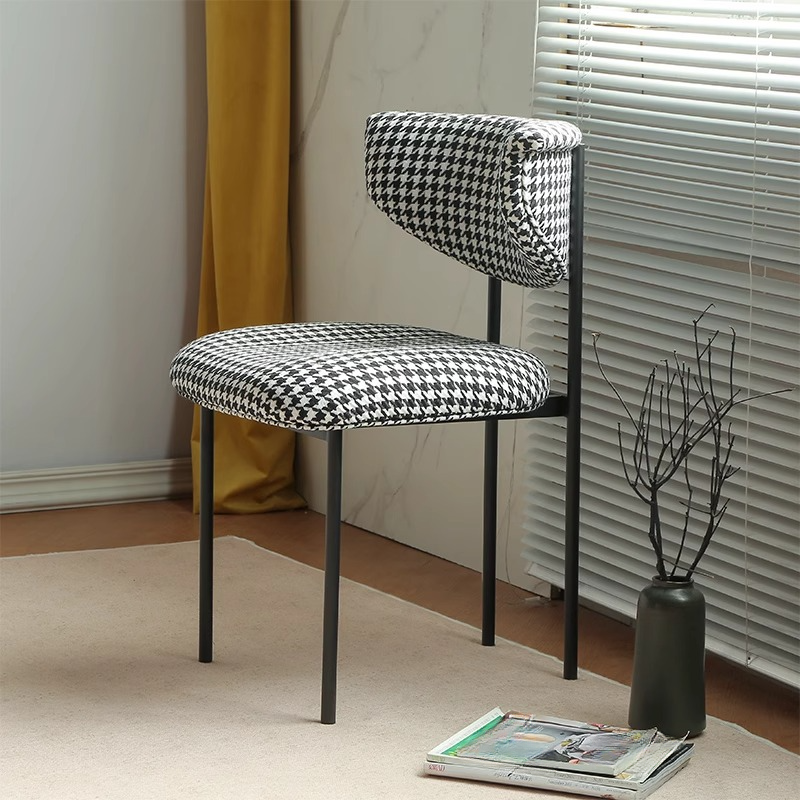 Scandinavian Side Chair with Uncovered Back, Upholstered, Ink/Gilded Metal Legs - image 10
