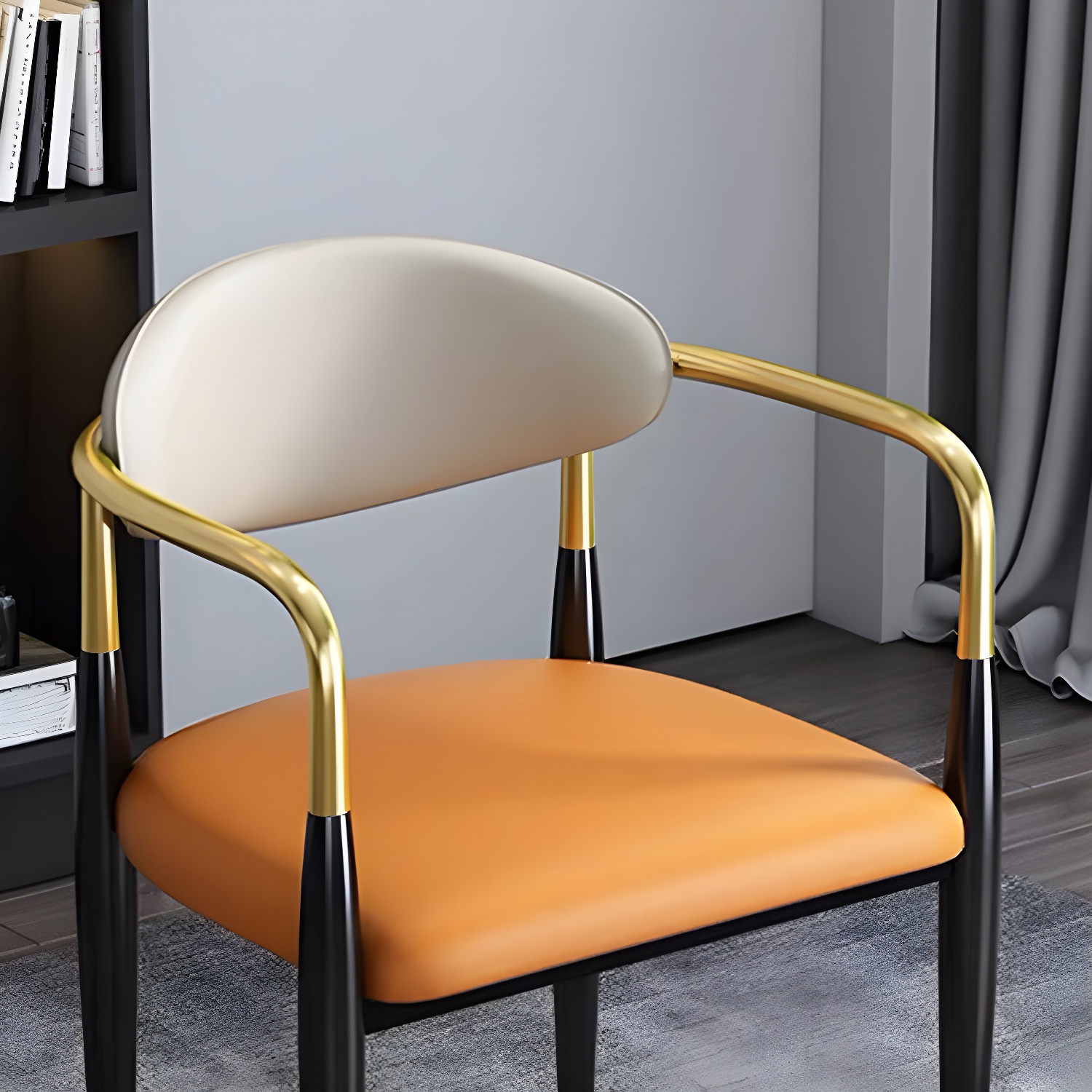 Contemporary Metal Dining Chair Black Legs Dining Room Arm Chair - image 16