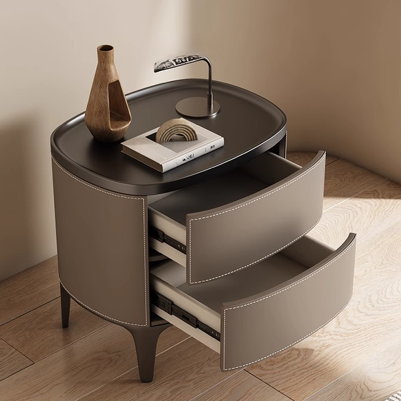 Contemporary 2 Tiers Drawer Storage Bedside Table with Real Wood Countertop - image 12