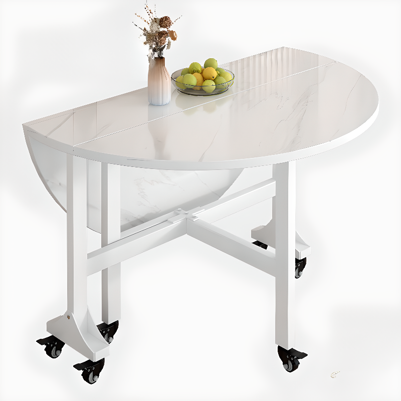 Modern Simple Style Circular Dining Table with Lumber Top, Chalk Color, Pop Up Mechanism, Seats 2 to 6, and Collapsible - image 3