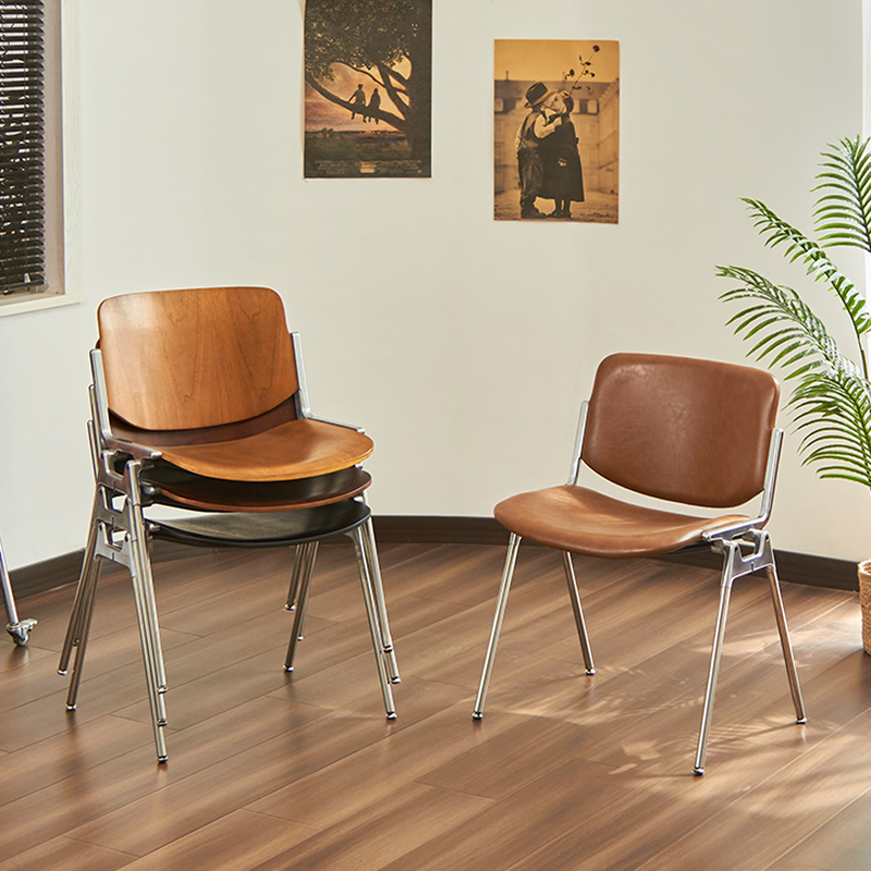 Old School Ventilated Back Armless Chair with Ink/Metallic Metal Legs, Nestable - image 18