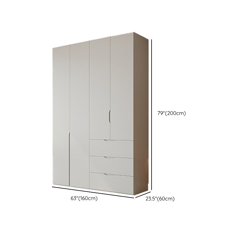 White Modish Laminate Wardrobe Armoire with 3-Drawer, Soft Close Door, Interior Shelves, and Hanging Rod - image 7