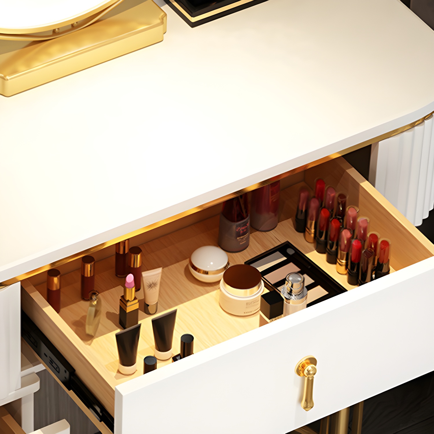 Glam 29.52" Height Makeup Vanity Set with Drawer and Mirror Vanity - image 11