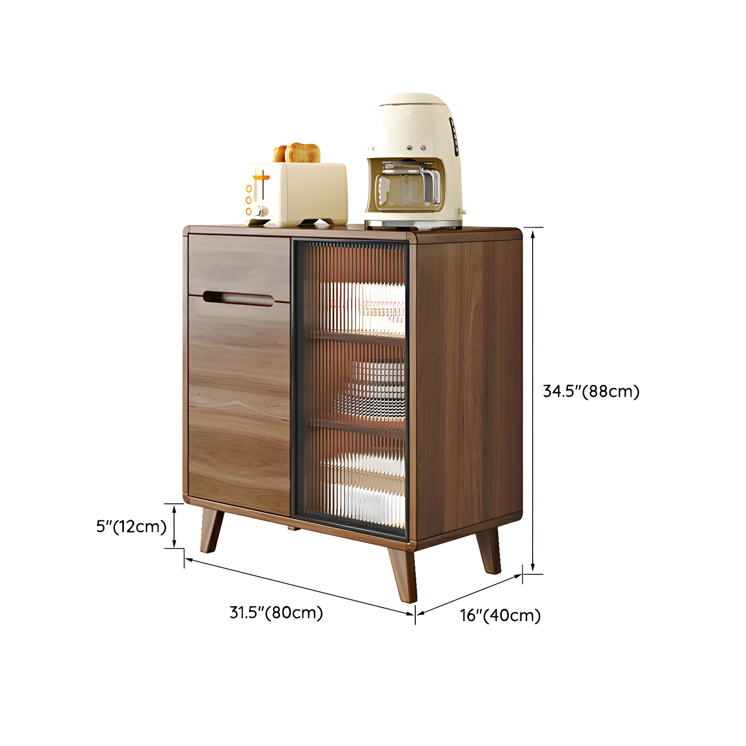 Contemporary Engineered Wood Free-standing Sideboard with Glass Door and Adjustable Shelves - image 10