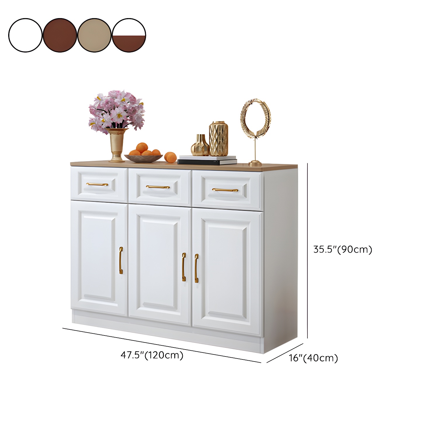 Modern Wood Buffet Sideboard with Cabinets, Drawers, and Shelves - No Distressing - image 21