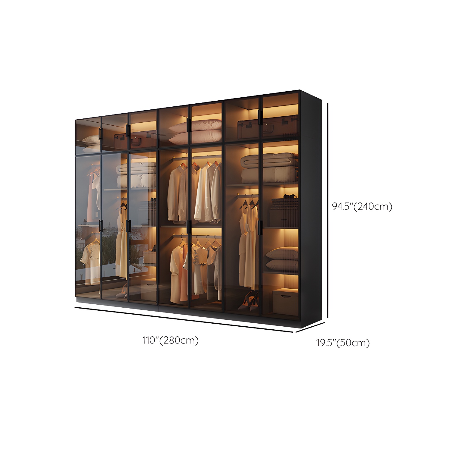 Freestanding Tempered Glass Wardrobe Modern Wardrobe with Garment Rod - image 21