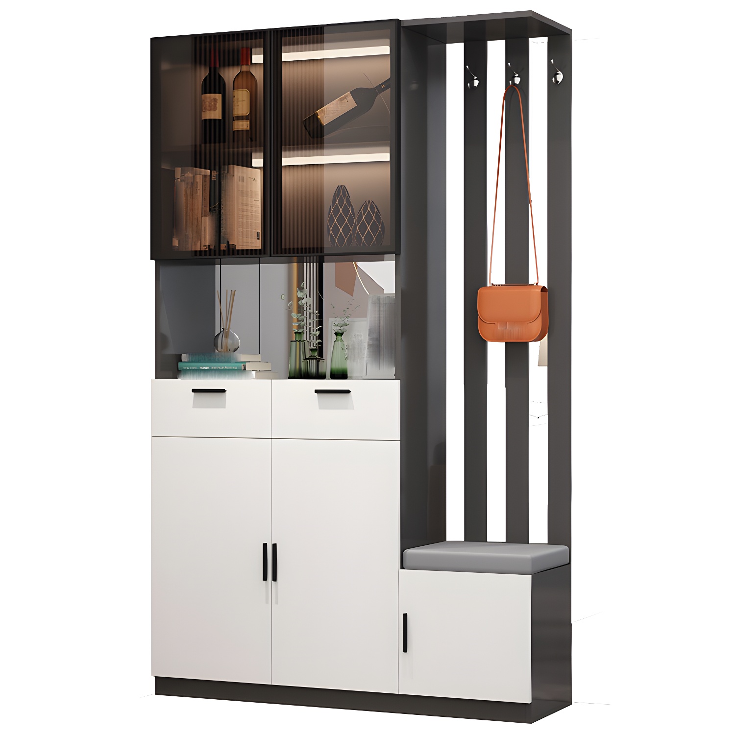 Contemporary 3-door Wooden 11.81" Wide Accent Cabinet with Drawer - image 7