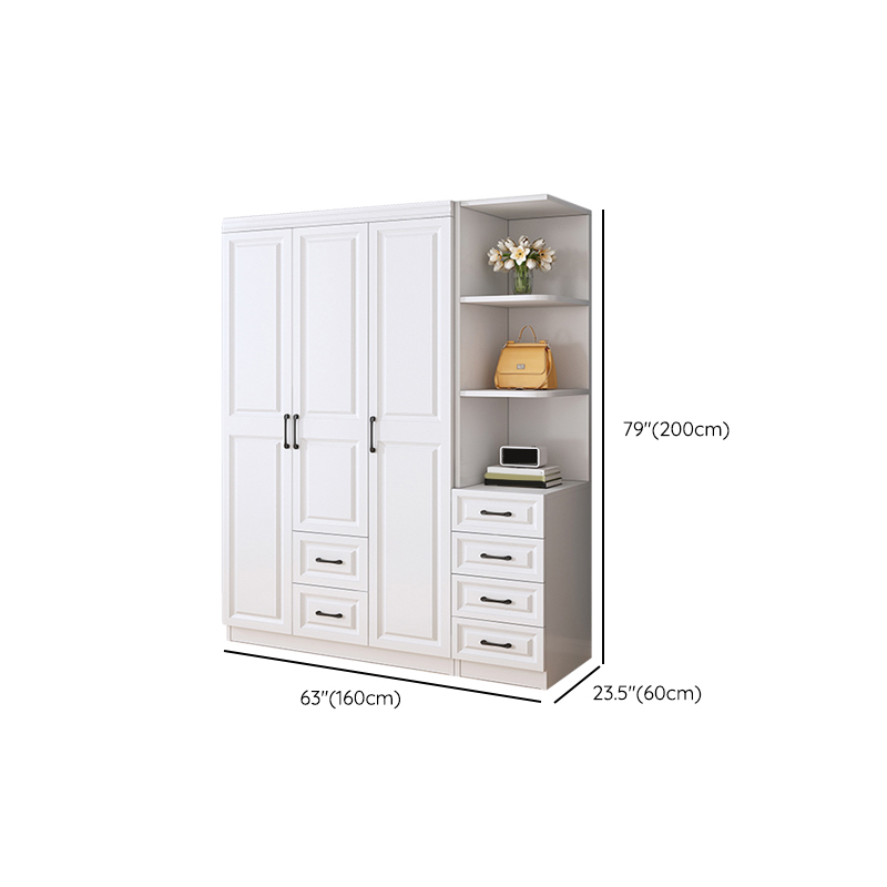 Modern White Wood Wardrobe Armoire with Soft-Close Drawers and Clothing Rod - image 20