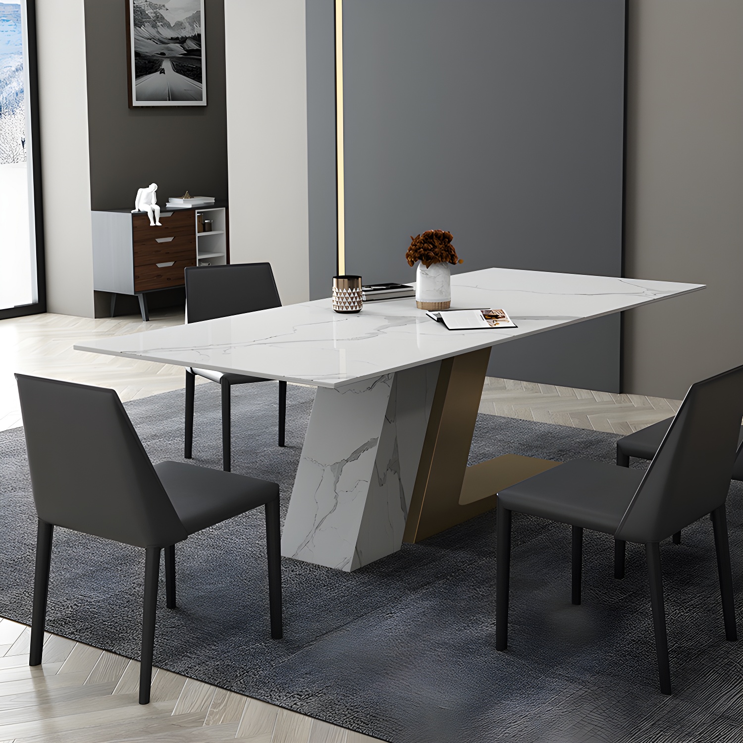 Contemporary 1/2/3/4/5/6/7 Pieces Dining Set Rectangle Dining Table Set - image 11