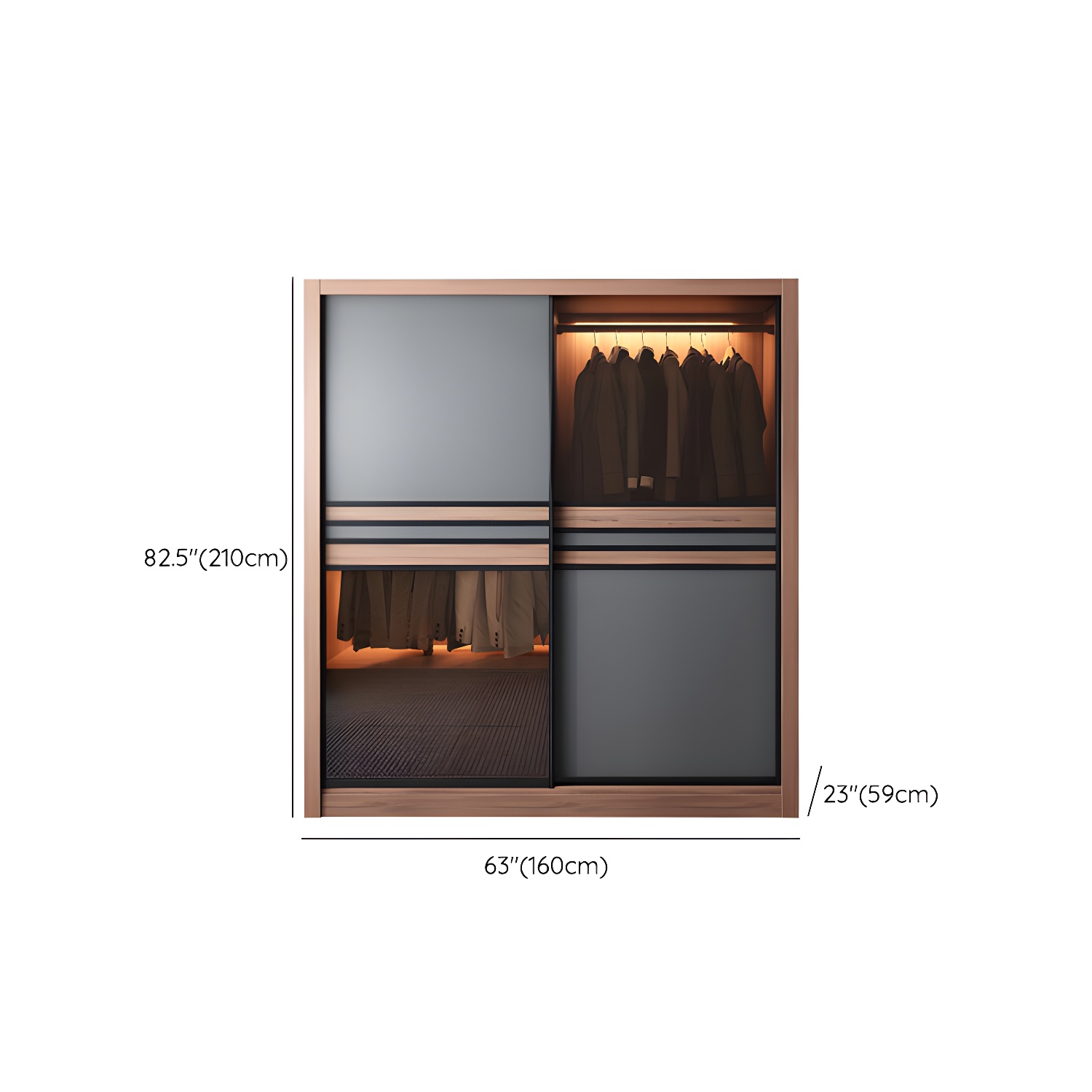 Brown Engineered Wood Wardrobe Armoire Modern Wardrobe Closet - image 18