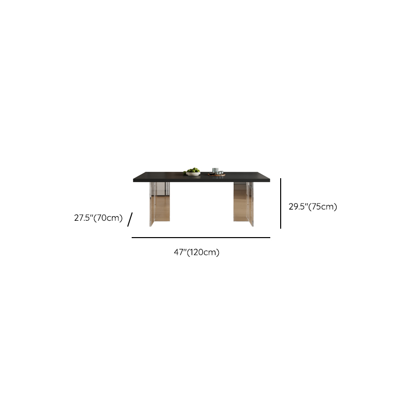 Minimalist Rectangular Dining Table Set with Two-sided Pedestal and Fixed Table, Featuring Back Chairs in Midnight Black - image 8