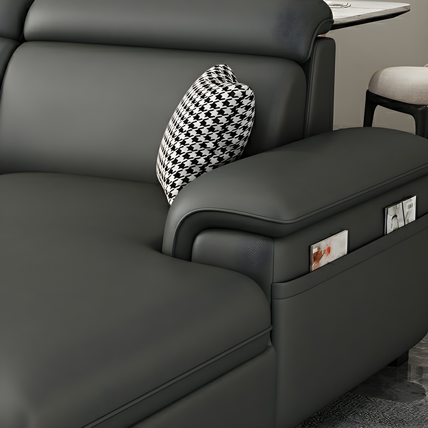 Modern Gray Stationary Sectional Sofa with Pillow Top Arm and Storage - image 7