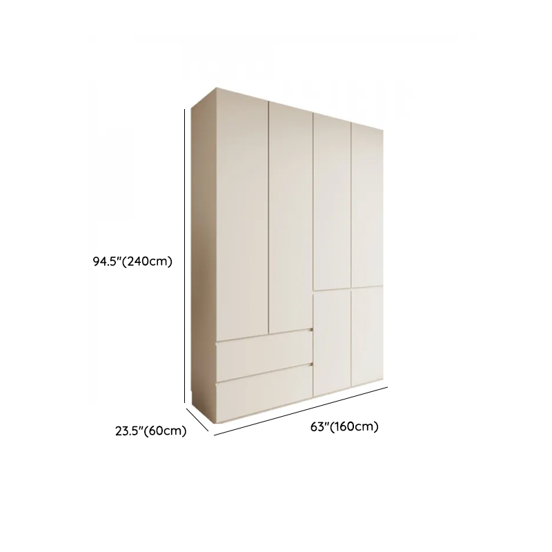 White Minimalist Manufactured Wood Independent Wardrobe Closet with Soft Close Drawer, Soft Close Door, and Interior Shelves - image 13