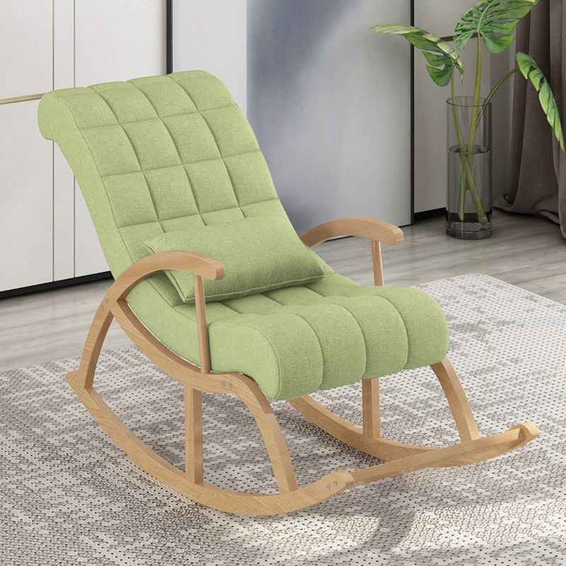 Modern Upholstered Rocking Chair with Removable Cushions - Stylish Pine Frame and Included Pillow - image 3