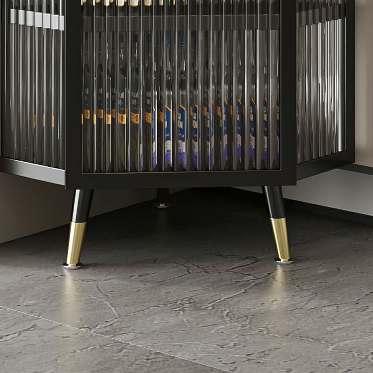 Gold Corner Accent Cabinet with Glass Doors and Metal Shelving - image 9