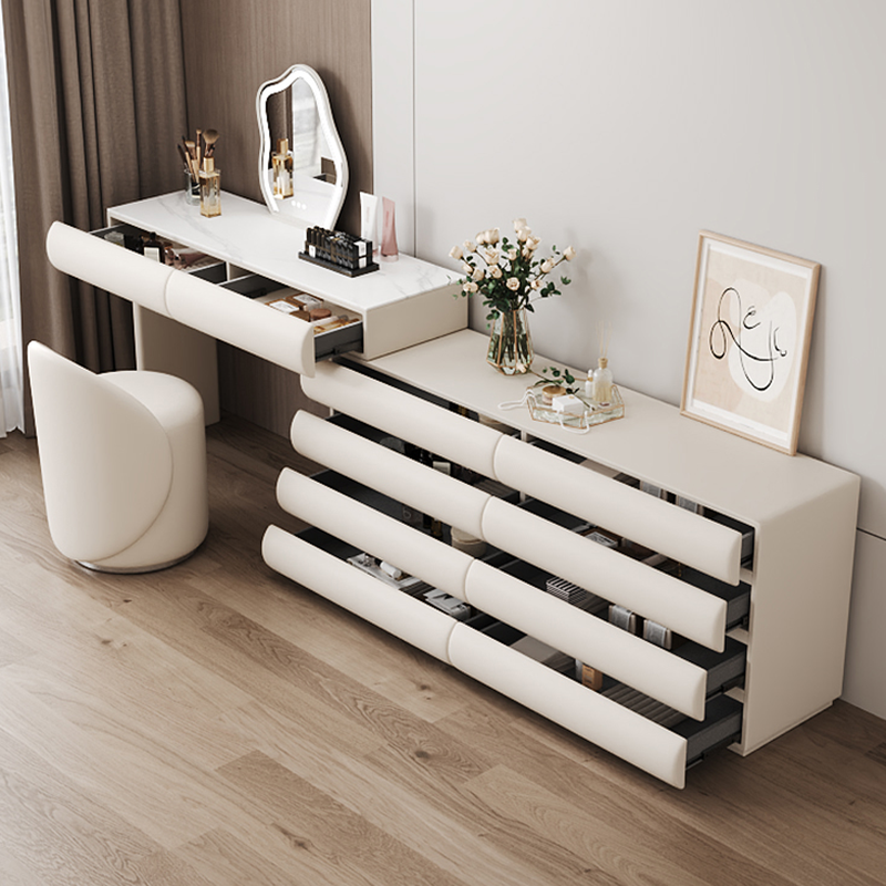 Modish Large Vanity Set with Ink Chair, 10 Drawers, Timber Frame, Mirror Lights - image 6