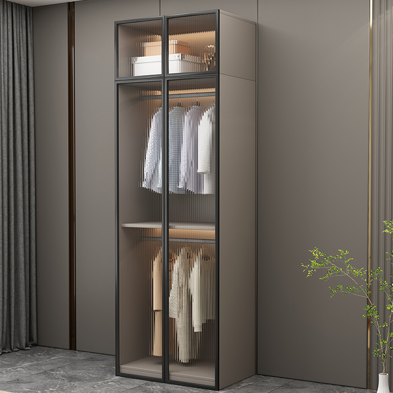 Modish Manufactured Wood Wardrobe Closet with Interior Shelves and Clothing Rod - image 5